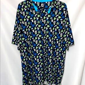 FJ  MENS size XL Patterned Polo Shirt excellent‎ clean condition PolySpandex